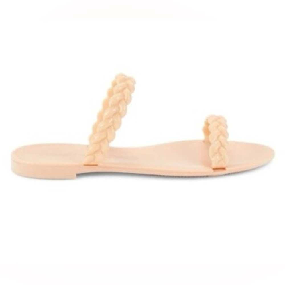 STUART WEITZMAN BRAIDA SAWYER JELLY SANDALS IN POUDRE NUDE 6